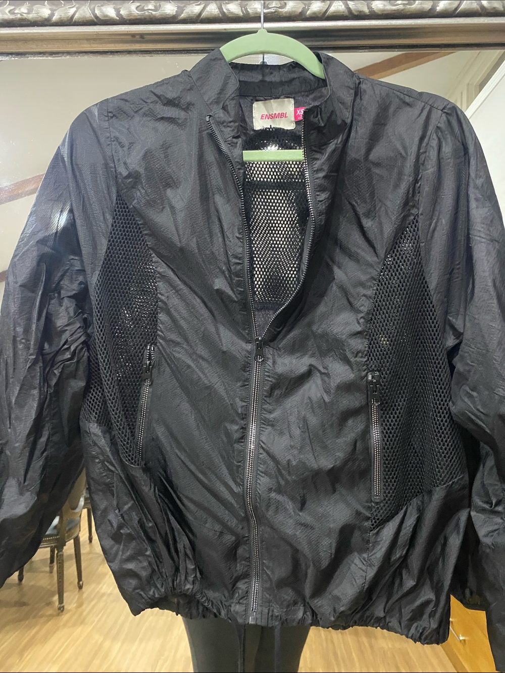 Women's Black Mesh Panel Windbreaker